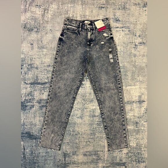 NWT! So High Rise Mom Acid Wash Jeans 1 / 25W - Picture 1 of 7